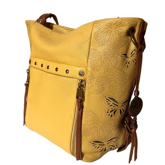 Vintage THE SAK COLLECTIVE Yellow Leather Hobo Shoulder Bag - Picture 2 of 16